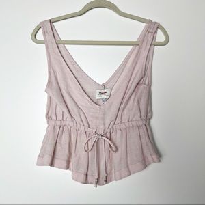McGuire light pink tie waist peplum top